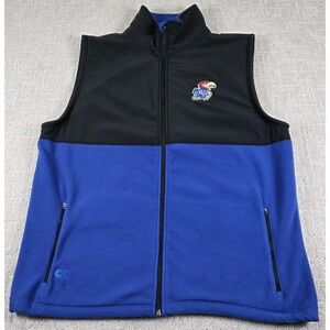 Colosseum Athletics Kansas Jayhawks Vest Mens XL Blue Fleece NCAA Basketball